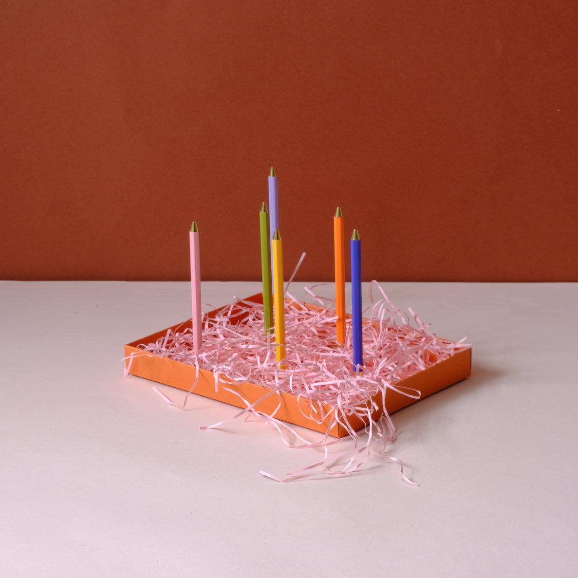 Small Gift Box - Orange with pink ribbon