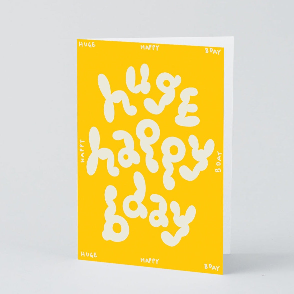 Huge Happy birthday yellow card with bubble text