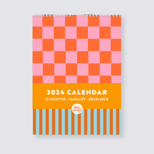 2024 Wall Calendar - Checks & Stripes - A4