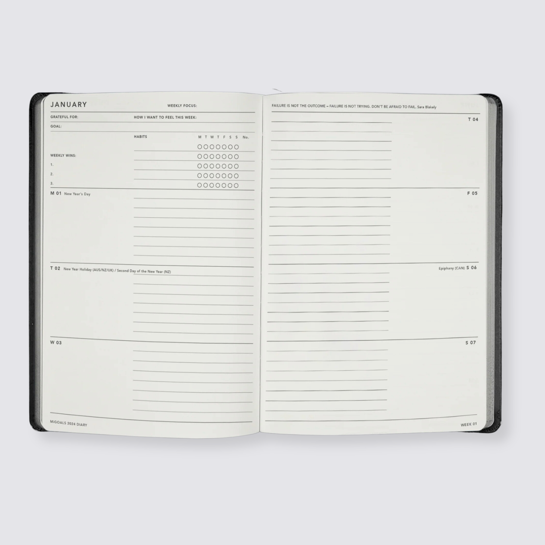 weekly spread diary 2024 A5