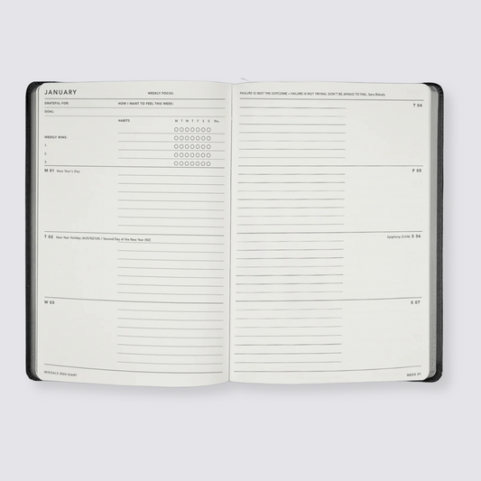 2024 Weekly Spread Diary - Black