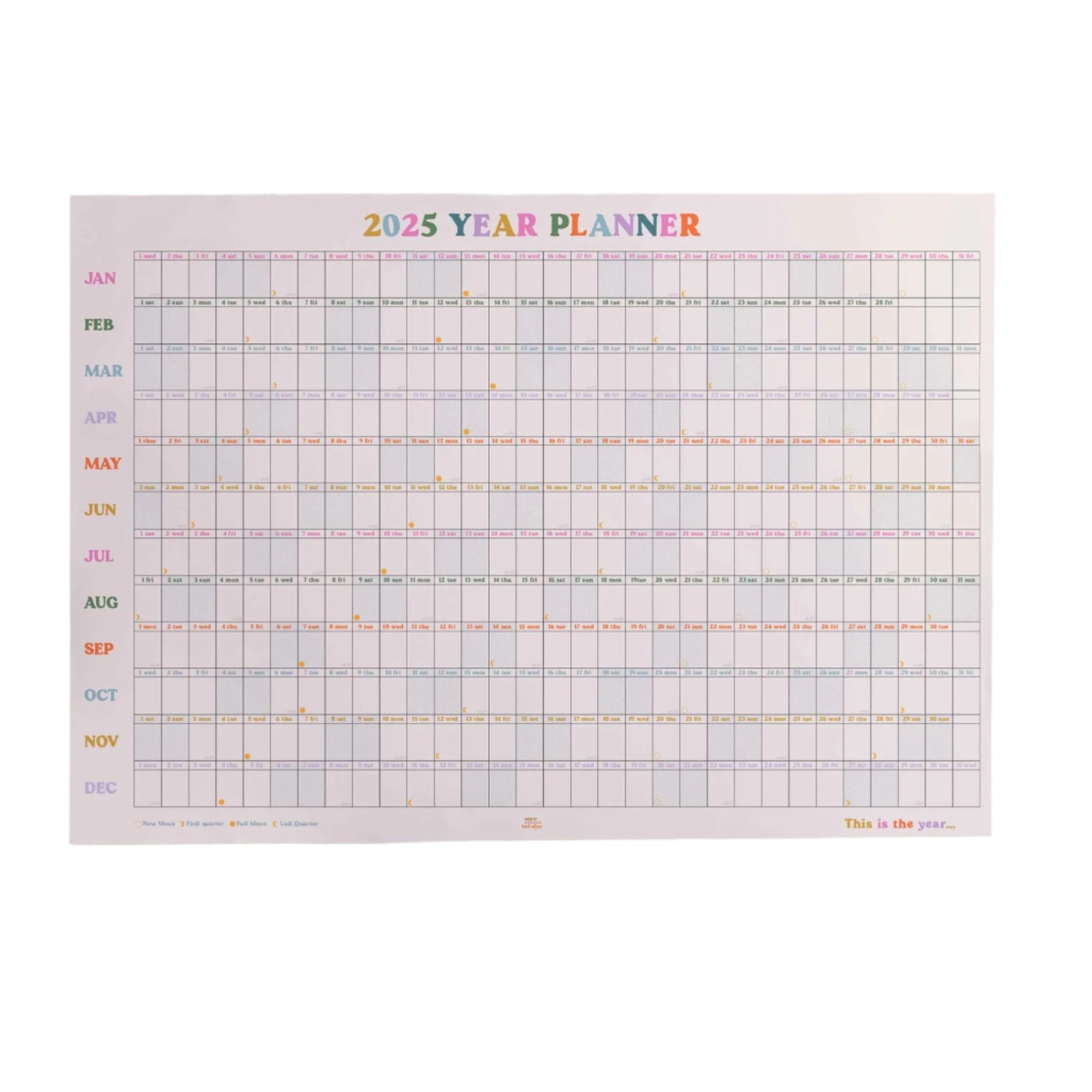 2025 dated wall planner 