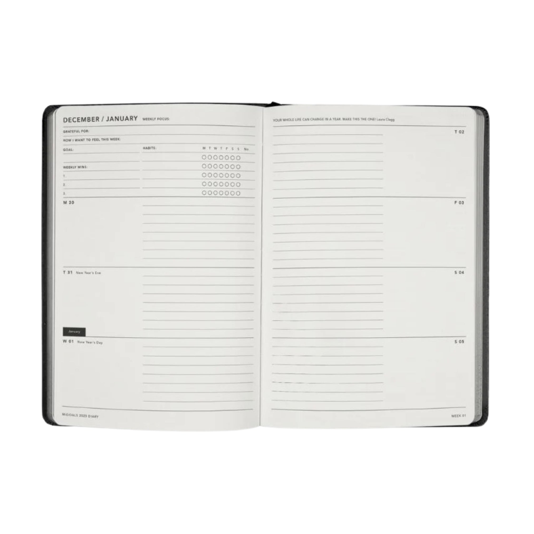 2025 dated weekly diary MiGoals