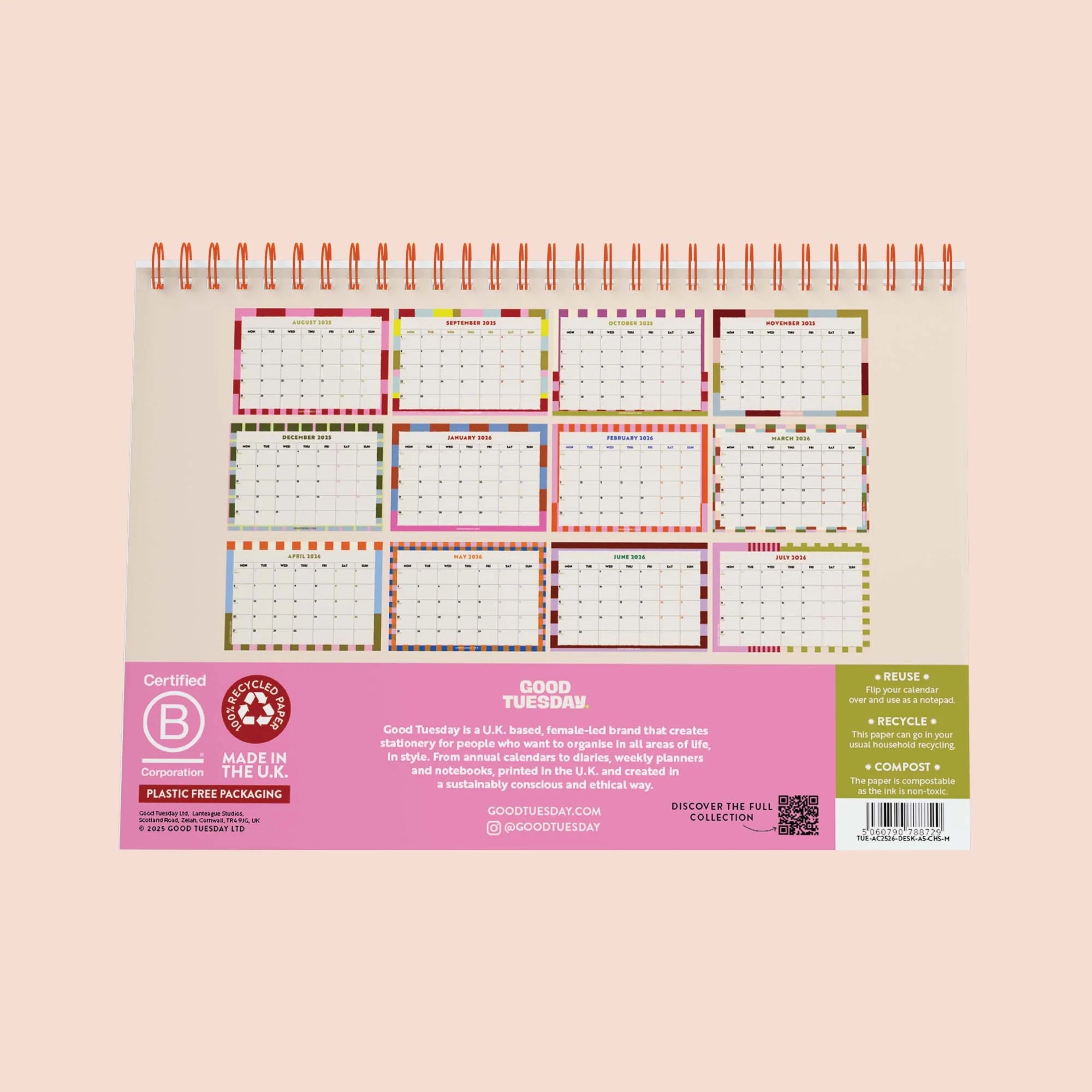 2025 - 2026 Academic Year A5 Desk Calendar 