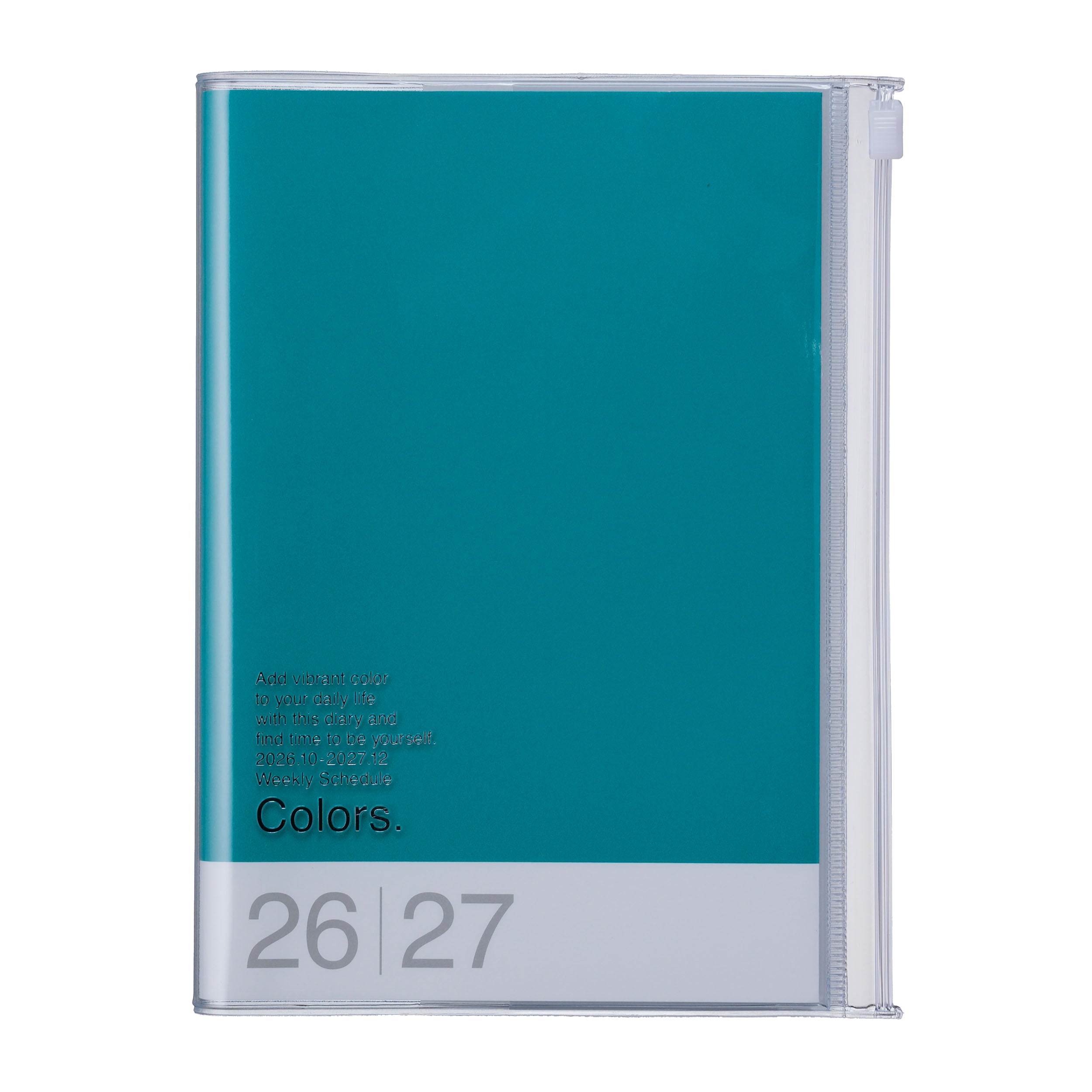 Teal notebook with silver base and 'Colors' branding on a white background