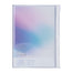 A clear plastic zippered binder or folder with a pastel gradient cover showing shades of pink, purple, and blue, labeled 'Colors. 26|27'.