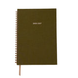 Green planner with '2026-2027' on a white background