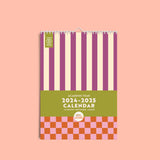 2024-2025 Mid Year Checks and Stripes Wall Calendar