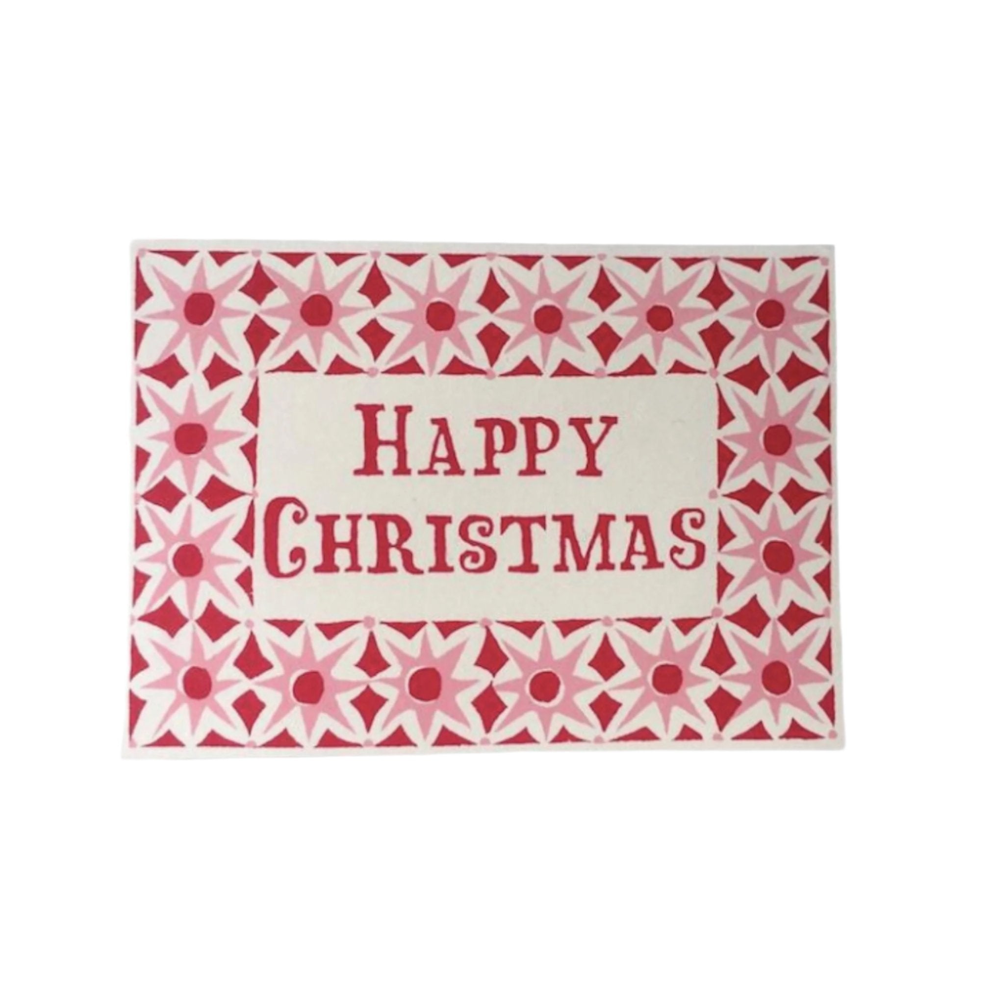 pink Happy Christmas stars card