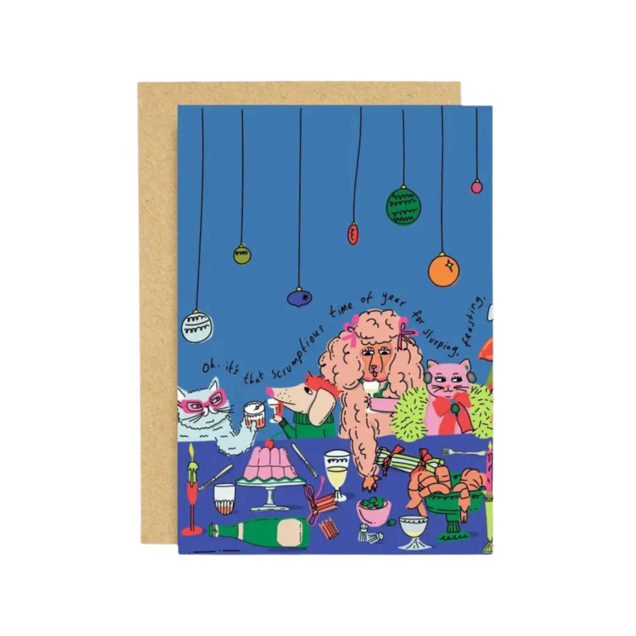animal illustrated Christmas card
