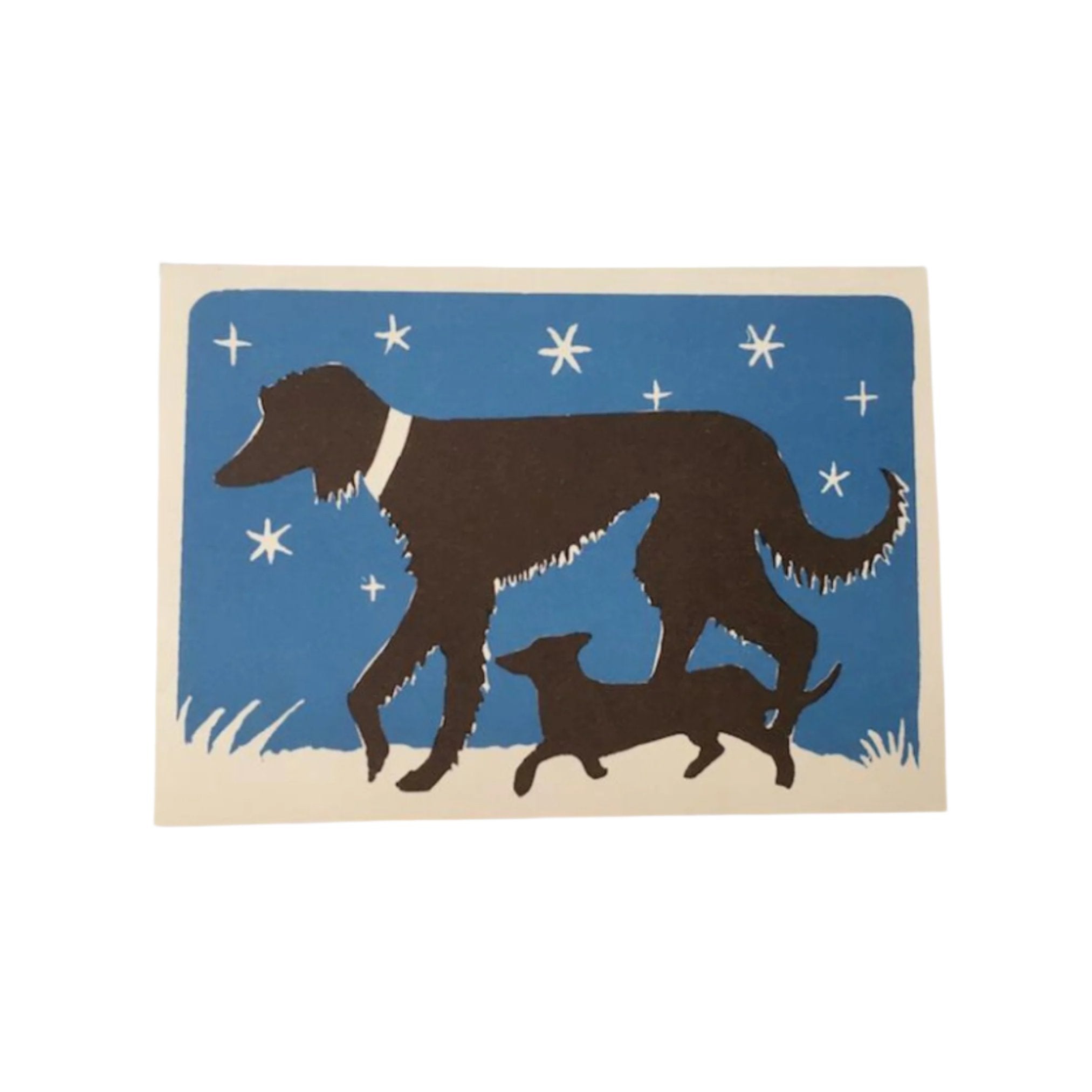 big and little dog starry night card