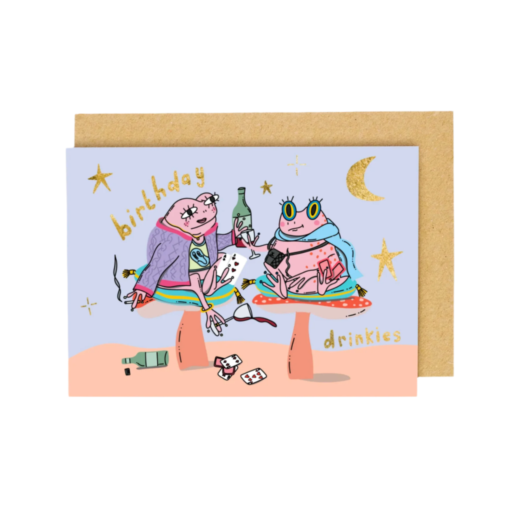 Frog toad birthday drinks card
