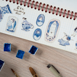 Illustrated blue sticker sheet 