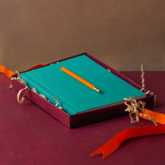 Small Gift Box - Burgundy with Orange Ribbon