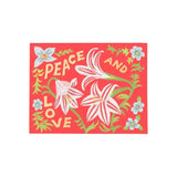 red peace and love Christmas card