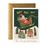 ho ho ho Christmas card gold envelope