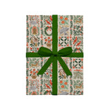 Christmas wrapping paper green ribbon
