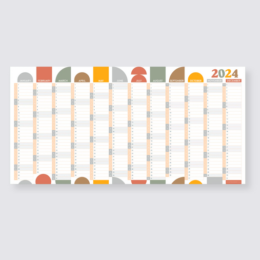 2024 Compact Wall Planner - Landscape - Geometric Nature Walk
