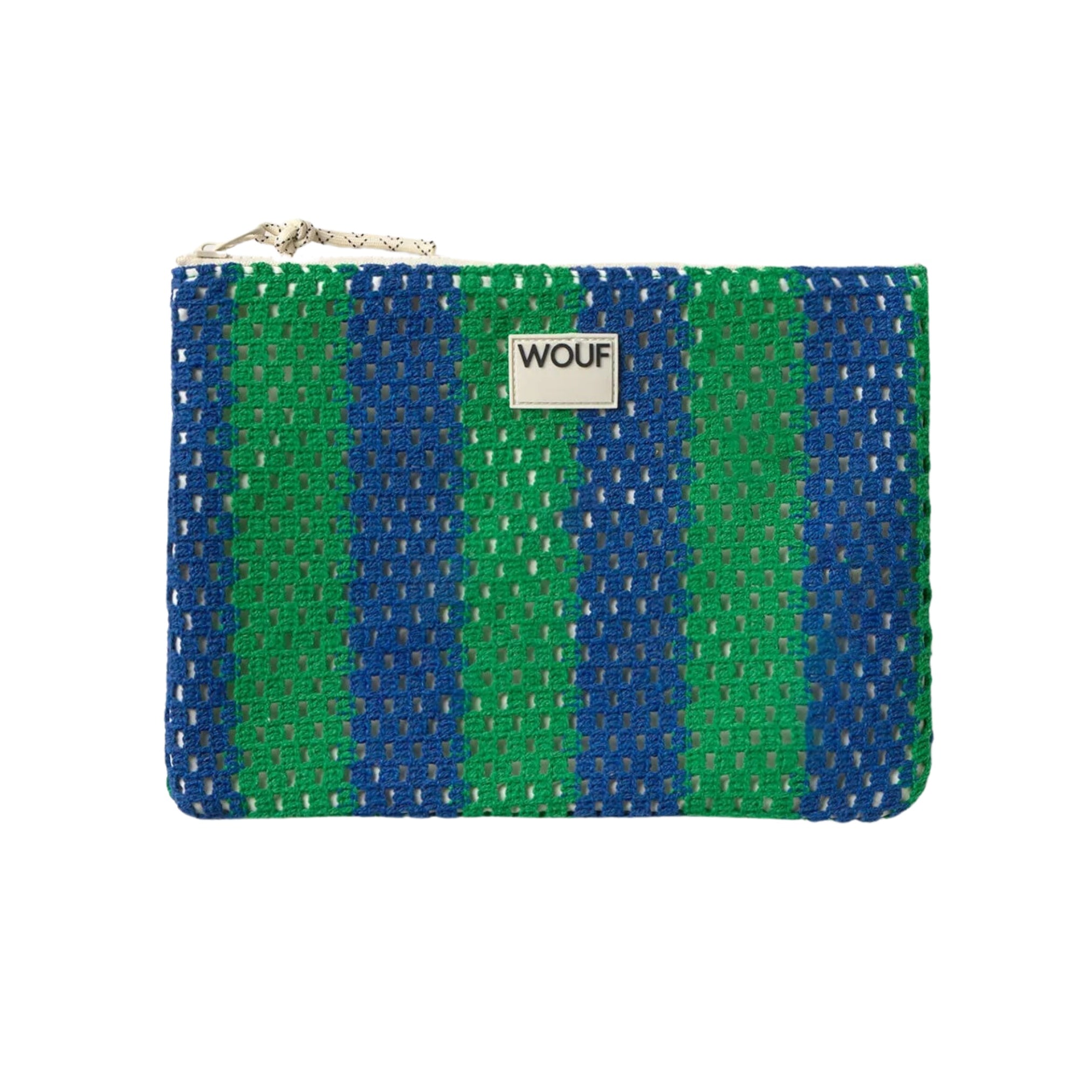 Crochet Pouch Case in blue and green Stripes