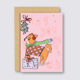 Dogs Kissing Christmas Card