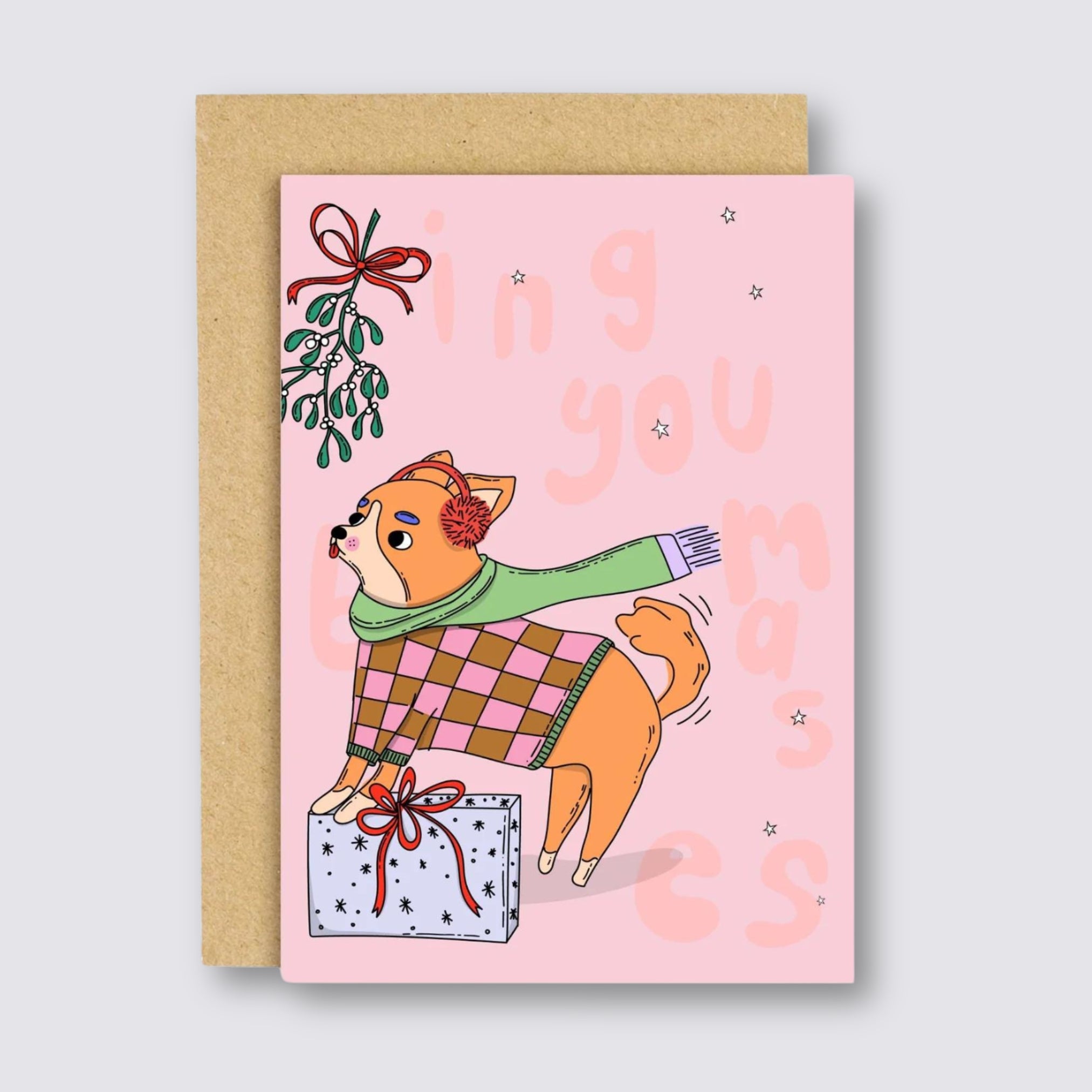Dogs Kissing Christmas Card