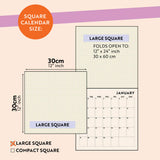 sizing guide large square calendar 2025