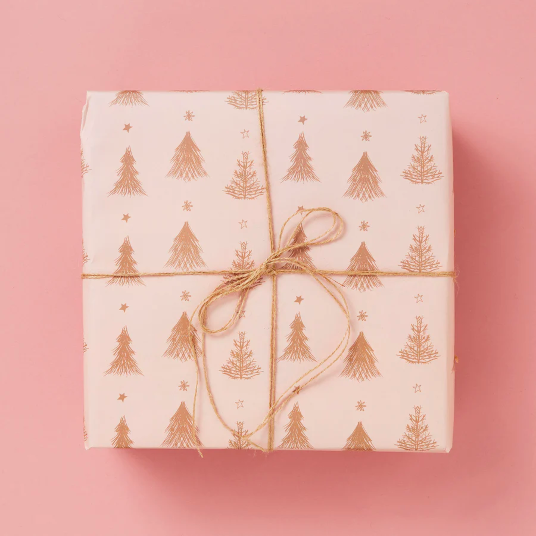 Pink tree gift wrap and gift tags set