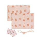 Pink tree gift wrap and gift tags set