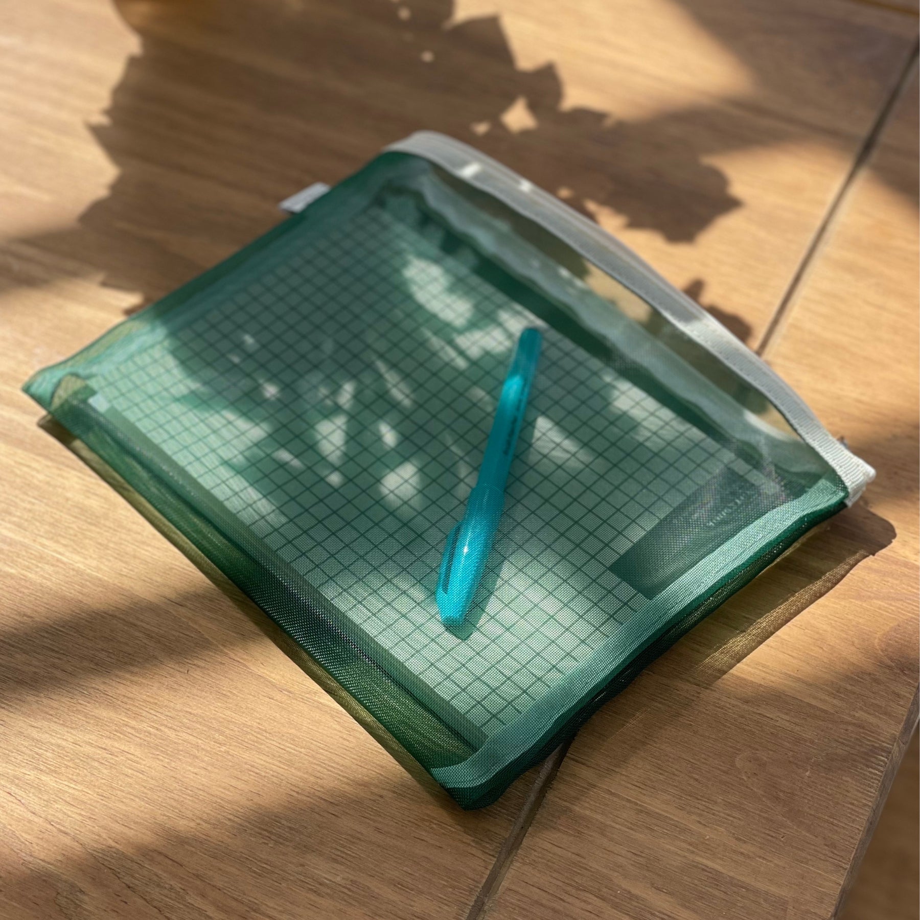 Green Mesh Pencil Case