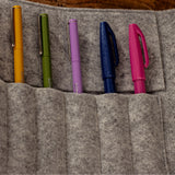 Woolen Pen Case Roll - Light Grey