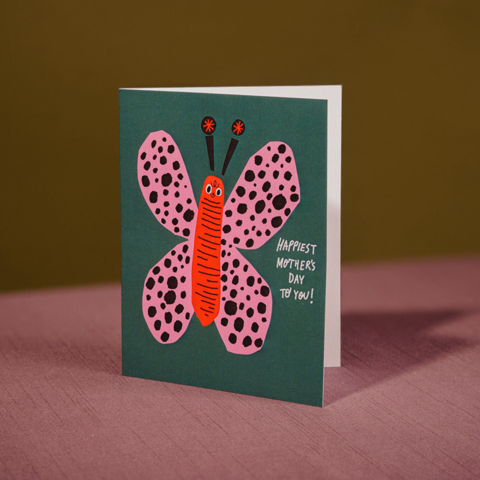 Mothers day butterfly card in pink and green