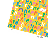Happy Birthday Colourful Yellow Wrapping Paper by Wrap