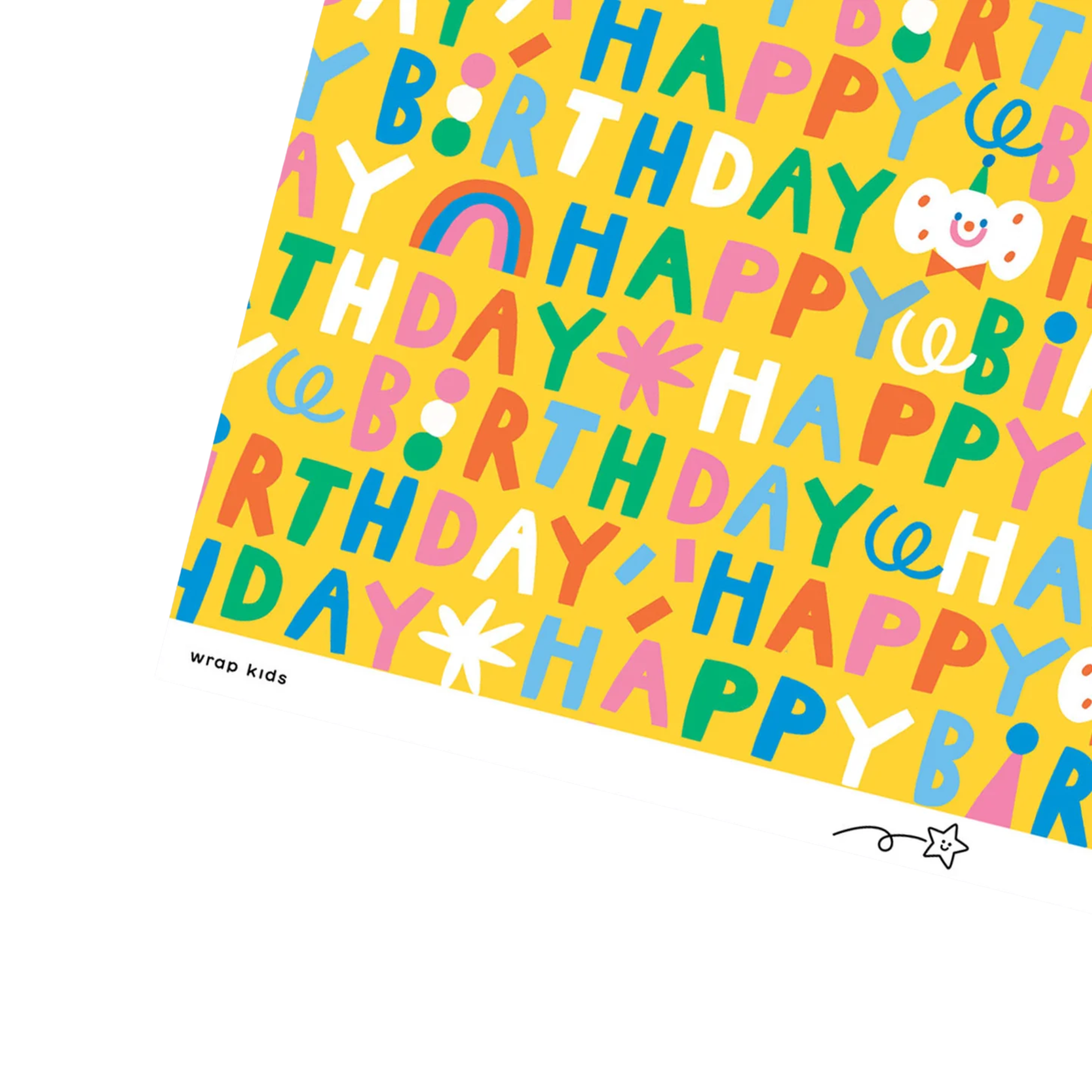 Happy Birthday Colourful Yellow Wrapping Paper by Wrap