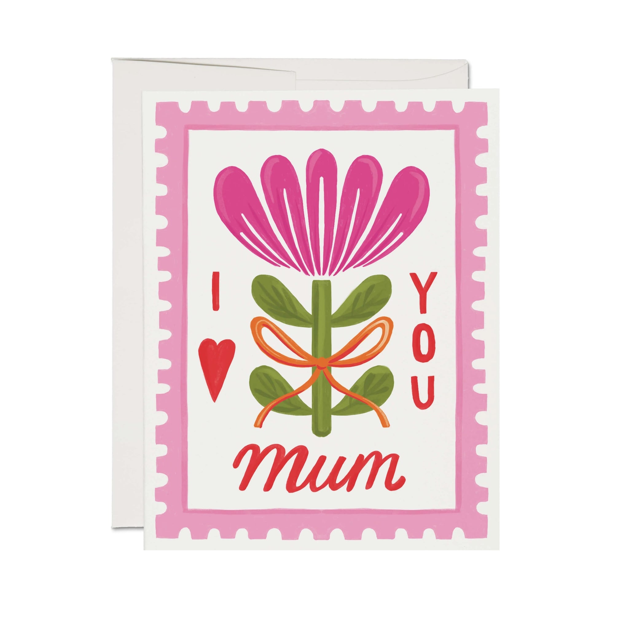 I love you mum flower card with envelope