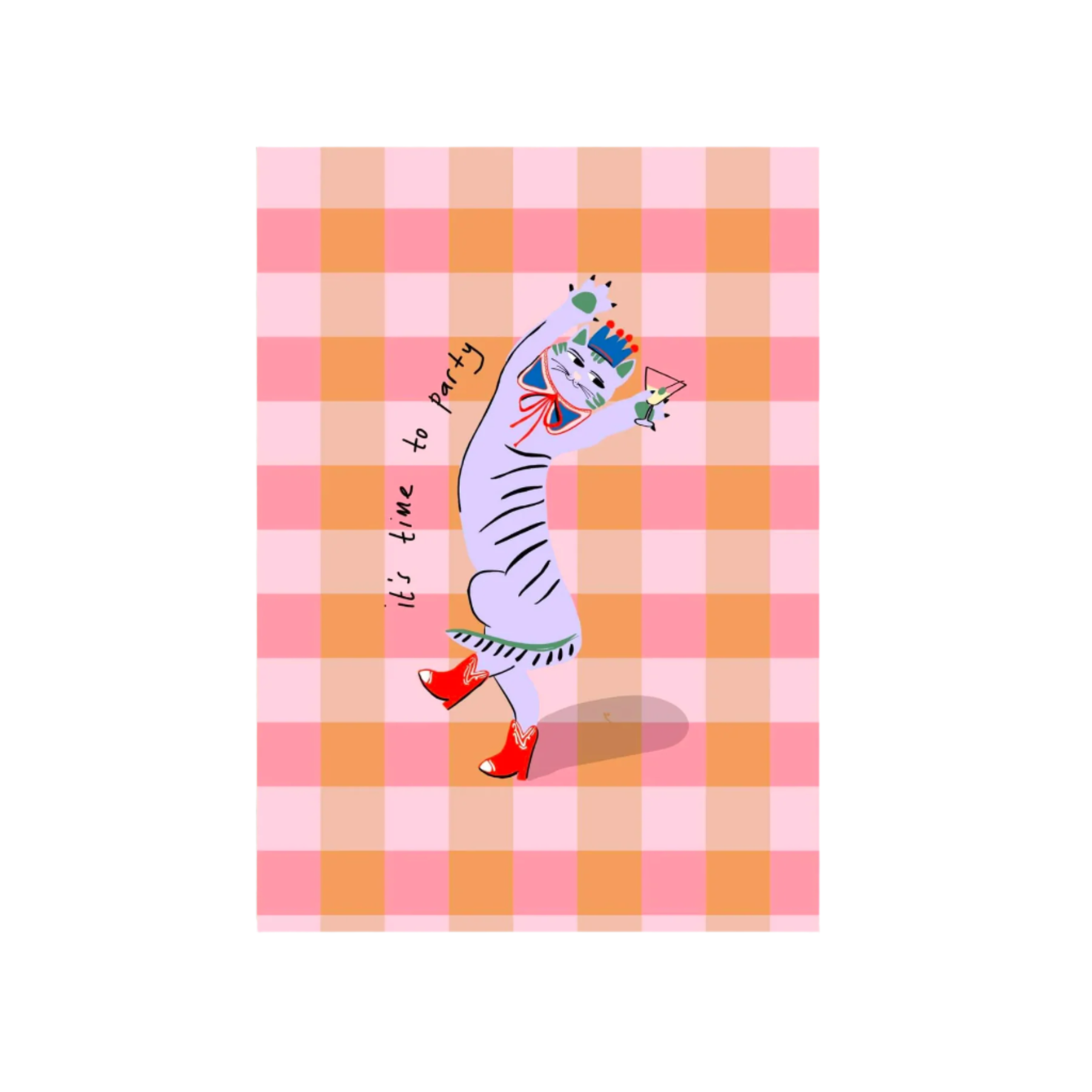 fun cat dancing party time card