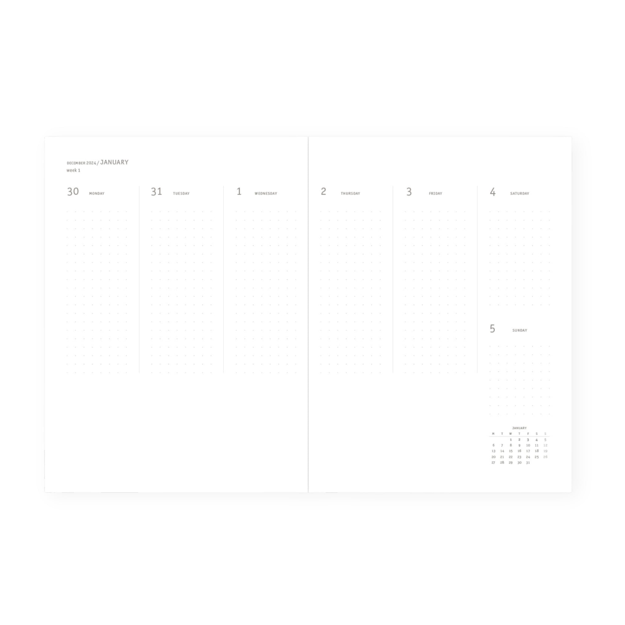 dated diary weekly planning 