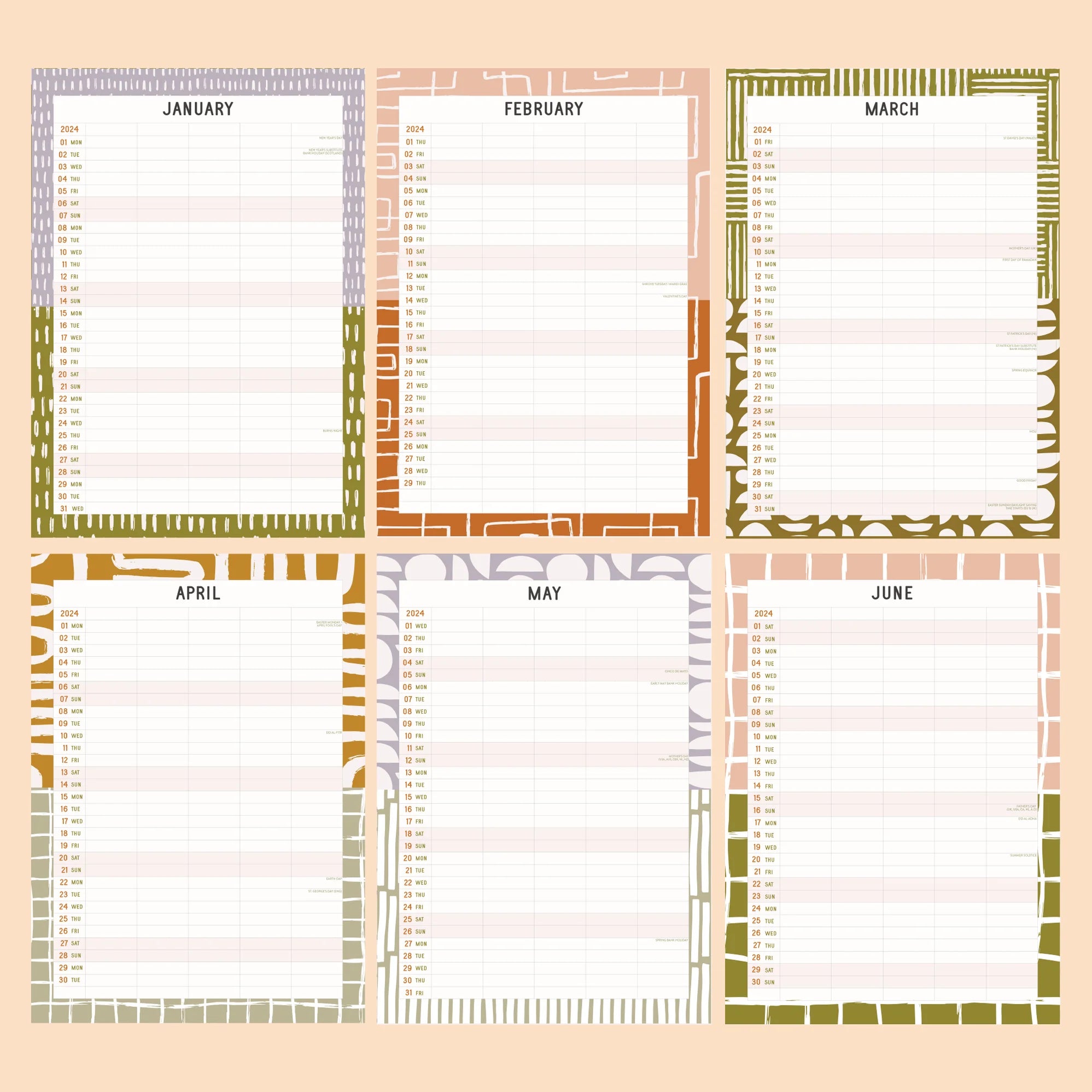 Large family calendar 2024