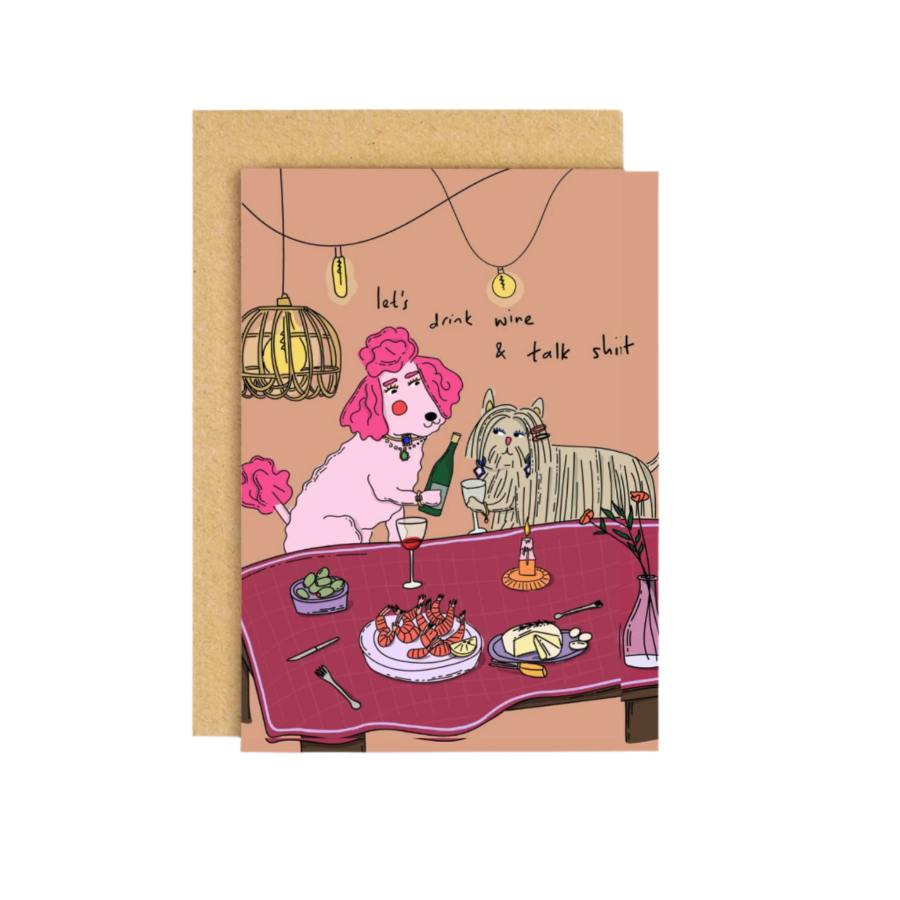 Drink wine greeting card
