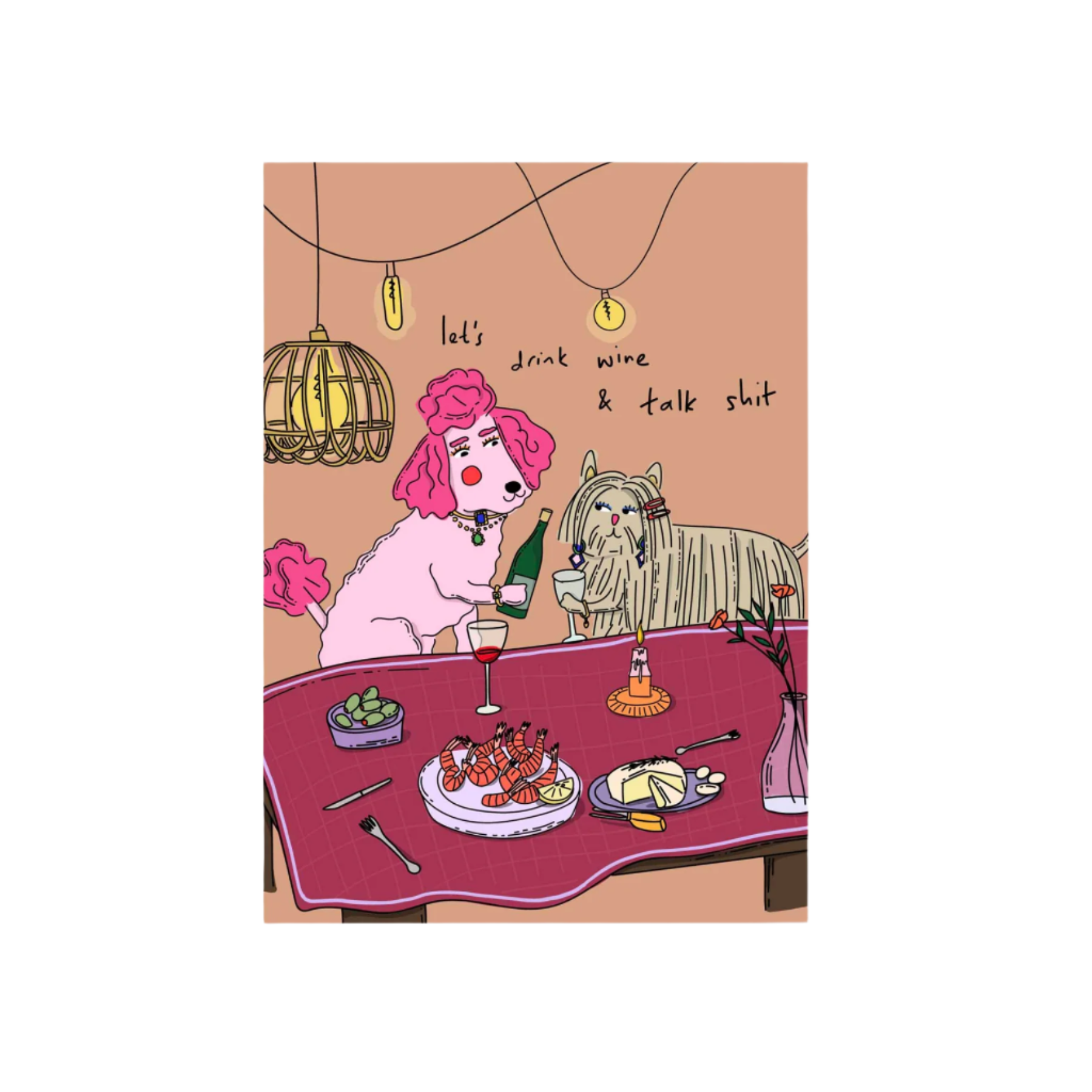 Drink wine greeting card