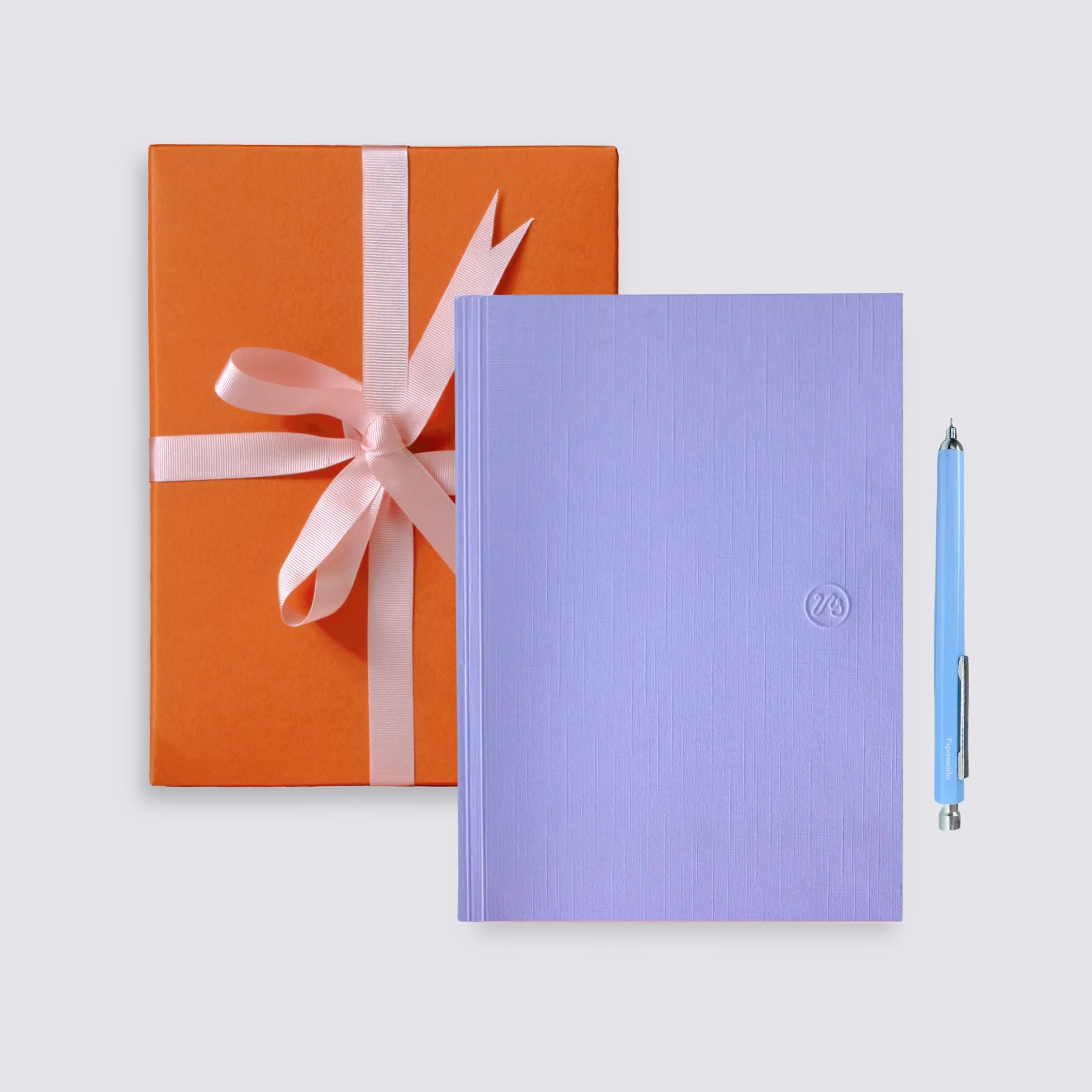 Lilac notebook and pen stationery gift set