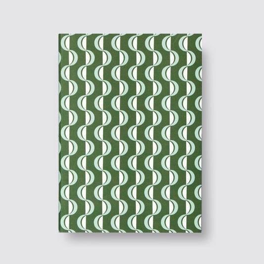 Medium Layflat Notebook -Wave Forest Green / Blue - Ruled