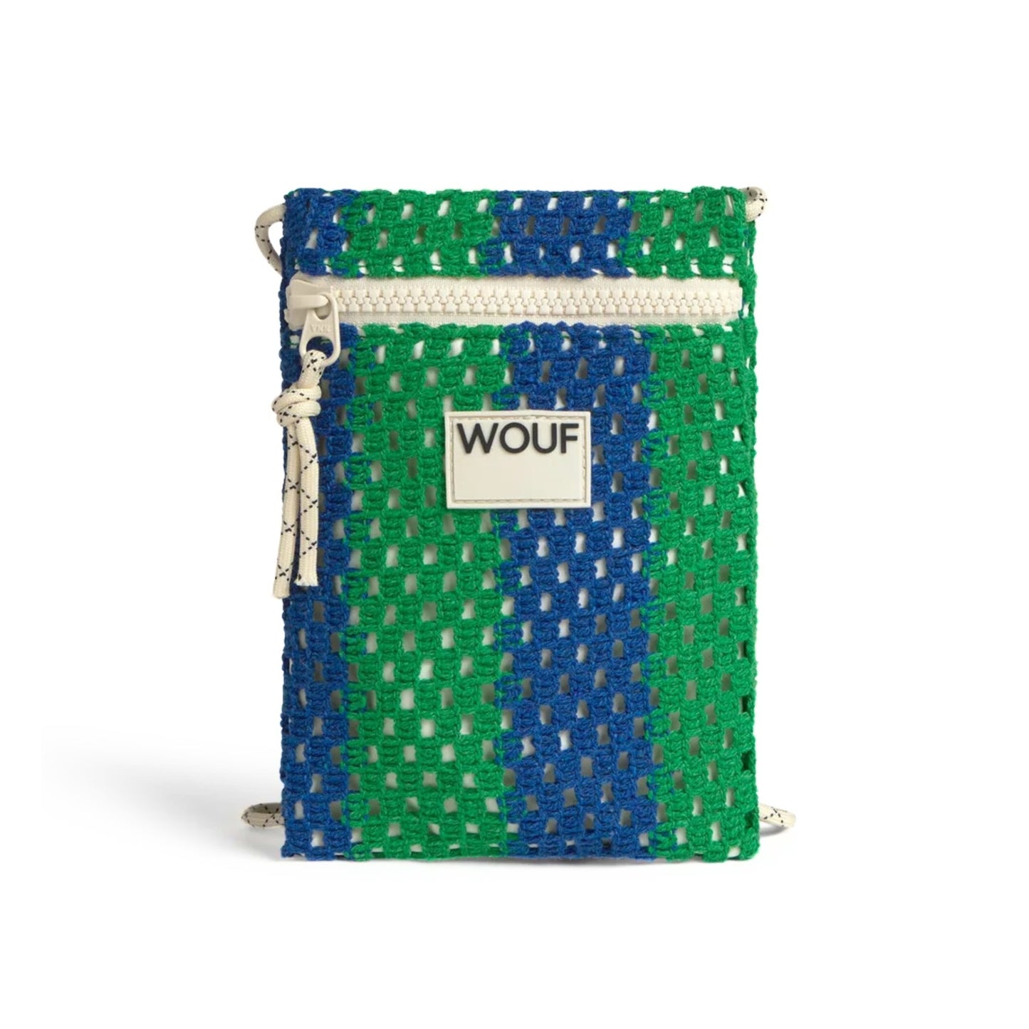 wouf crochet phone bag green and blue