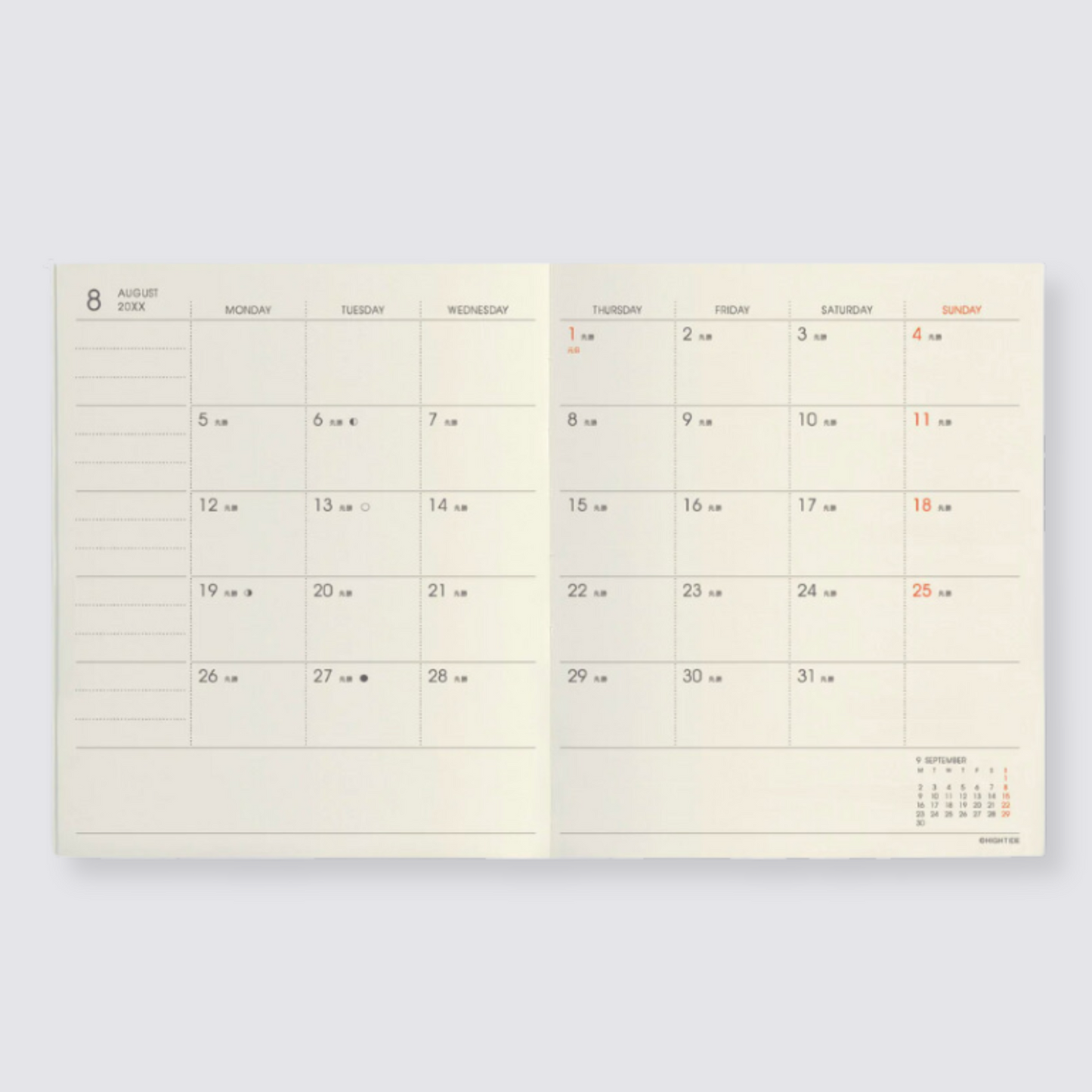 Monthly spread diary 2024 nahe