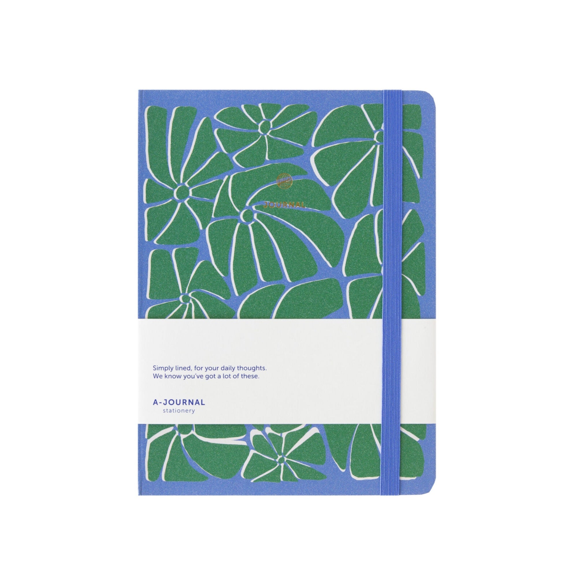 Notebook with hard cover in blue and green floral print