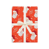 red Merry Christmas wrapping paper white ribbon