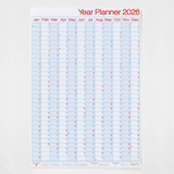2026 year planner with grid layout on a white background