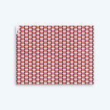 Seventies Wrapping Paper with geometric circular design and retro pink, orange and brown colours. 