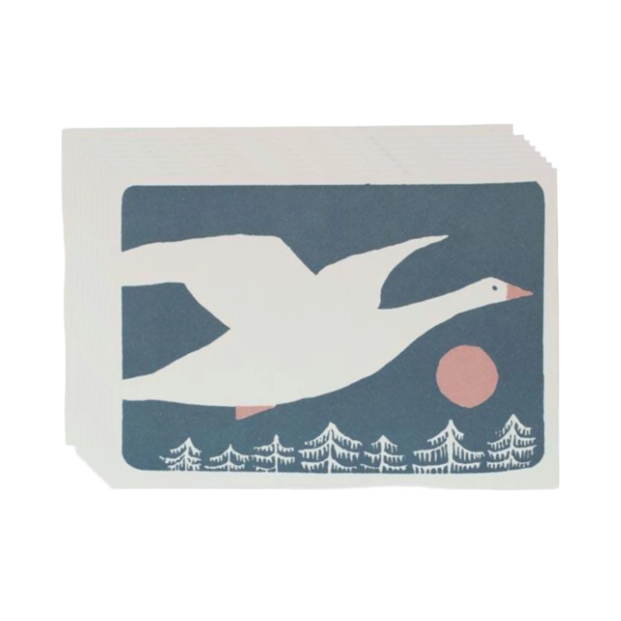 pack of 10 goose flying Christmas scene card