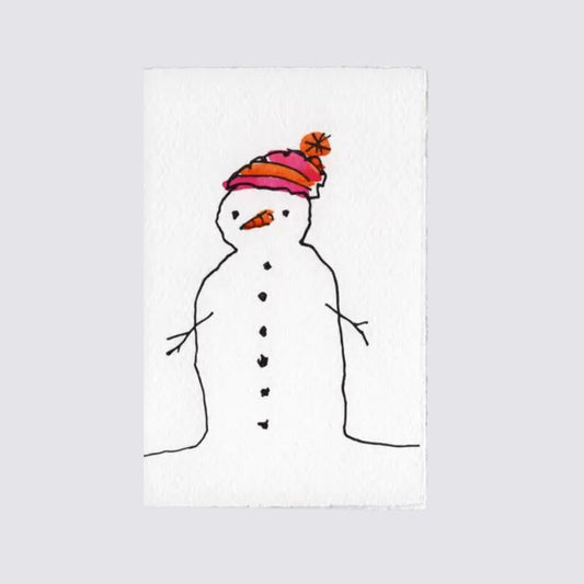 Snowman Line Hand Painted Card