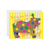Hippo Neon Birthday card